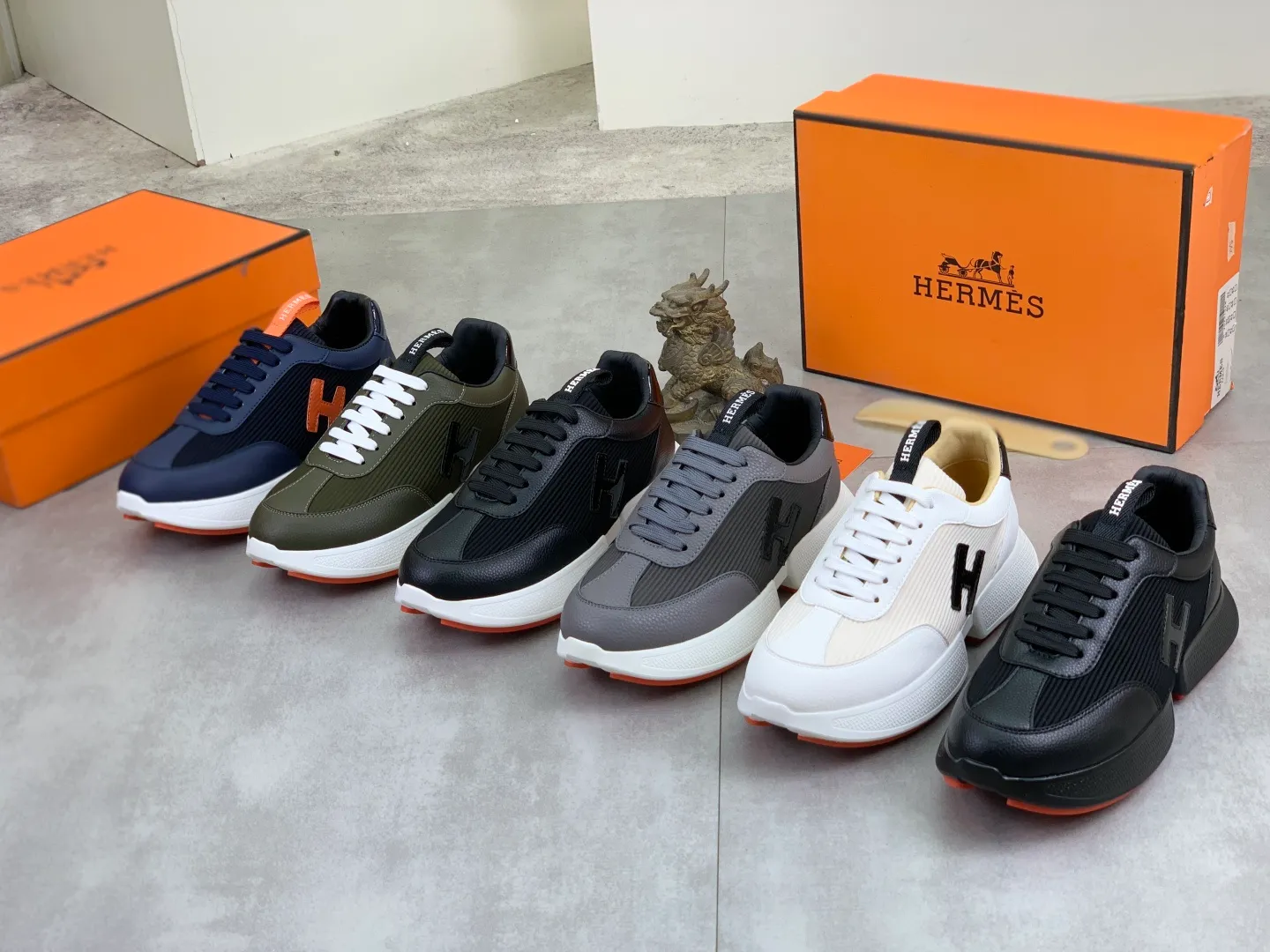 Men's men's shoes P460 new style [HERMES] Hermès - High-end quality original order - Upper: 🔝Nappa calfskin, sewn brand 'H' totem - Inner: water-dyed cowhide - Outsole: ultra-light TPU foam; molded outsole - Ultra-high quality control·Fine workmanship: highlighted (high-end·nobility·grade) -Size: 38-44 (45 can be customized)·